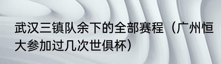 武汉三镇队余下的全部赛程（广州恒大参加过几次世俱杯）