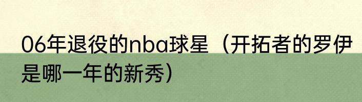 06年退役的nba球星（开拓者的罗伊是哪一年的新秀）