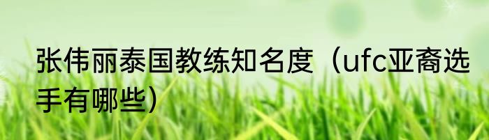 张伟丽泰国教练知名度（ufc亚裔选手有哪些）