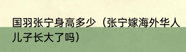 国羽张宁身高多少（张宁嫁海外华人儿子长大了吗）