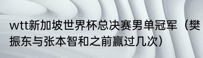 wtt新加坡世界杯总决赛男单冠军（樊振东与张本智和之前赢过几次）