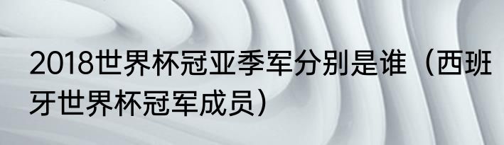 2018世界杯冠亚季军分别是谁（西班牙世界杯冠军成员）