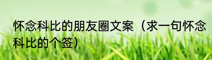 怀念科比的朋友圈文案（求一句怀念科比的个签）