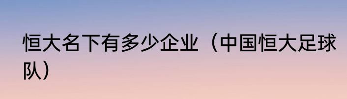 恒大名下有多少企业（中国恒大足球队）
