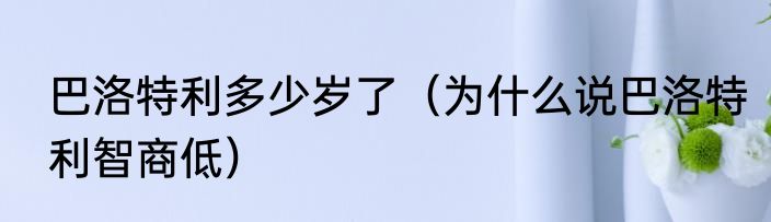 巴洛特利多少岁了（为什么说巴洛特利智商低）