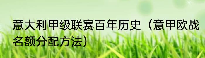 意大利甲级联赛百年历史（意甲欧战名额分配方法）