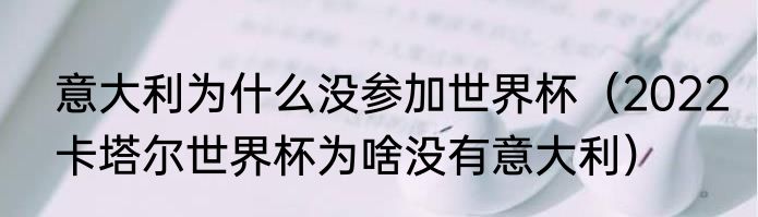 意大利为什么没参加世界杯（2022卡塔尔世界杯为啥没有意大利）