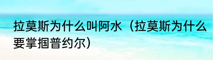 拉莫斯为什么叫阿水（拉莫斯为什么要掌掴普约尔）