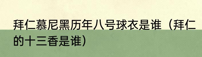 拜仁慕尼黑历年八号球衣是谁（拜仁的十三香是谁）
