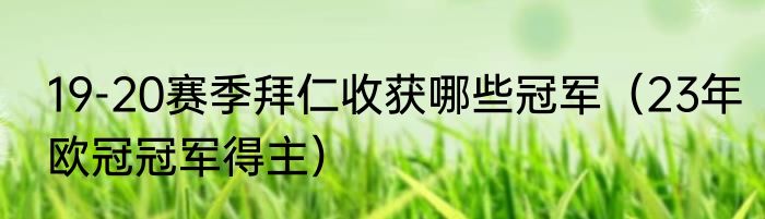19-20赛季拜仁收获哪些冠军（23年欧冠冠军得主）