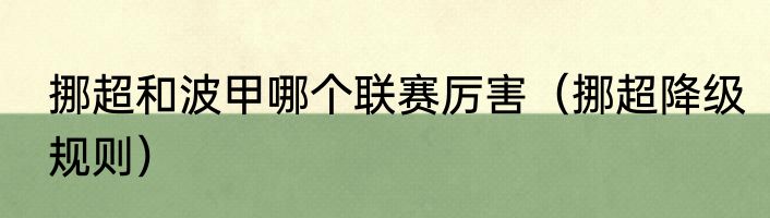 挪超和波甲哪个联赛厉害（挪超降级规则）