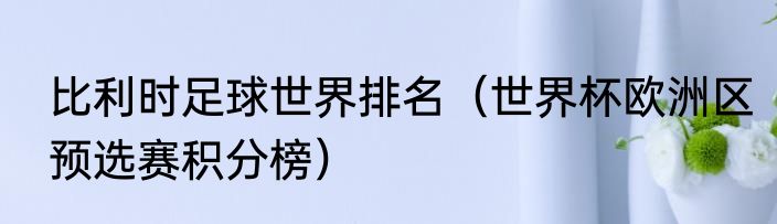 比利时足球世界排名（世界杯欧洲区预选赛积分榜）