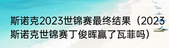 斯诺克2023世锦赛最终结果（2023斯诺克世锦赛丁俊晖赢了瓦菲吗）