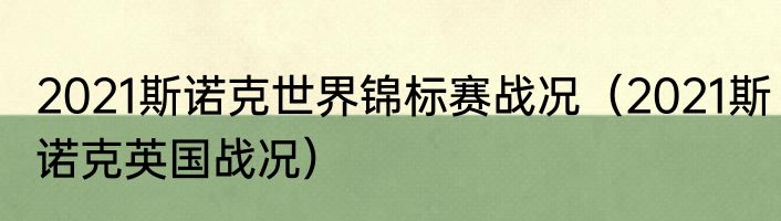 2021斯诺克世界锦标赛战况（2021斯诺克英国战况）