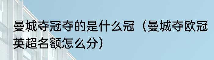 曼城夺冠夺的是什么冠（曼城夺欧冠英超名额怎么分）