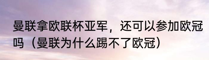 曼联拿欧联杯亚军，还可以参加欧冠吗（曼联为什么踢不了欧冠）