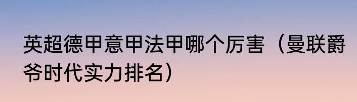 英超德甲意甲法甲哪个厉害（曼联爵爷时代实力排名）