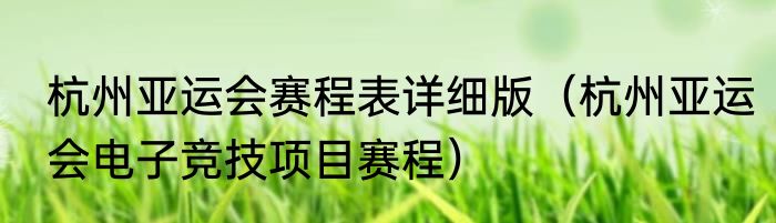 杭州亚运会赛程表详细版（杭州亚运会电子竞技项目赛程）