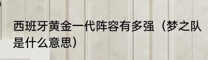 西班牙黄金一代阵容有多强（梦之队是什么意思）