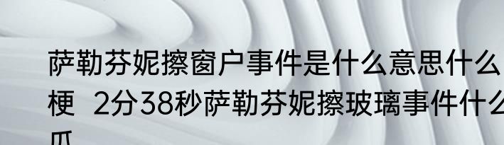 萨勒芬妮擦窗户事件是什么意思什么梗  2分38秒萨勒芬妮擦玻璃事件什么瓜