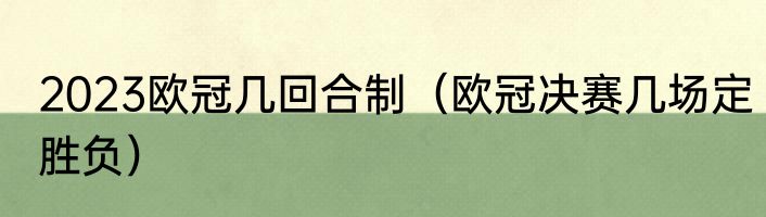 2023欧冠几回合制（欧冠决赛几场定胜负）