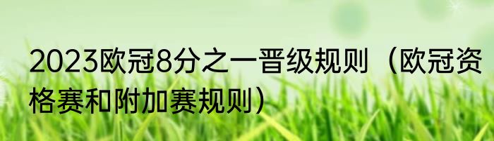 2023欧冠8分之一晋级规则（欧冠资格赛和附加赛规则）