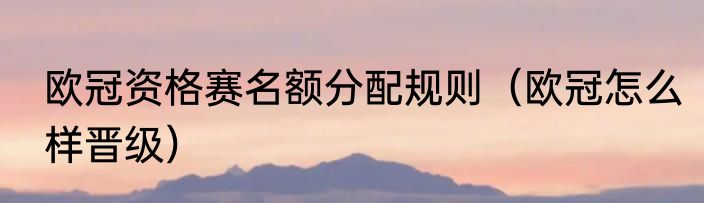 欧冠资格赛名额分配规则（欧冠怎么样晋级）