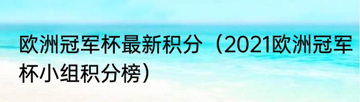 欧洲冠军杯最新积分（2021欧洲冠军杯小组积分榜）