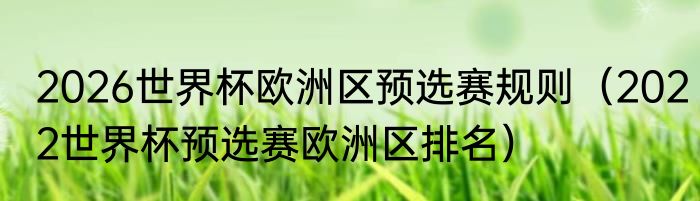 2026世界杯欧洲区预选赛规则（2022世界杯预选赛欧洲区排名）
