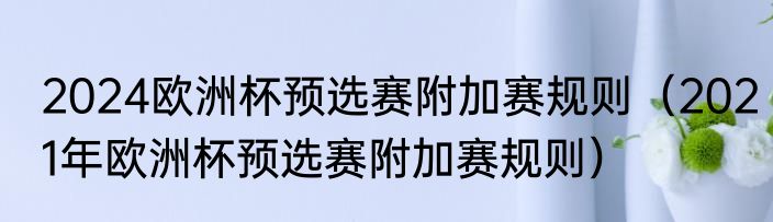 2024欧洲杯预选赛附加赛规则（2021年欧洲杯预选赛附加赛规则）
