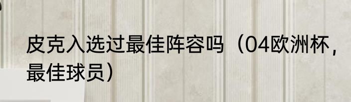 皮克入选过最佳阵容吗（04欧洲杯，最佳球员）