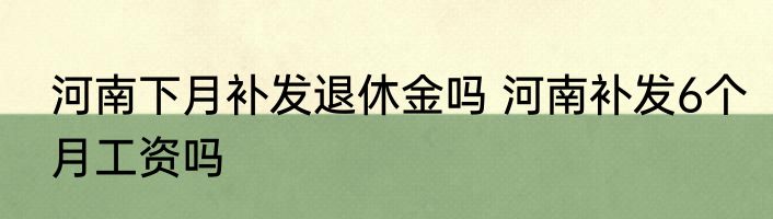 河南下月补发退休金吗 河南补发6个月工资吗