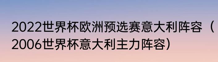 2022世界杯欧洲预选赛意大利阵容（2006世界杯意大利主力阵容）