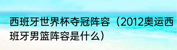 西班牙世界杯夺冠阵容（2012奥运西班牙男篮阵容是什么）