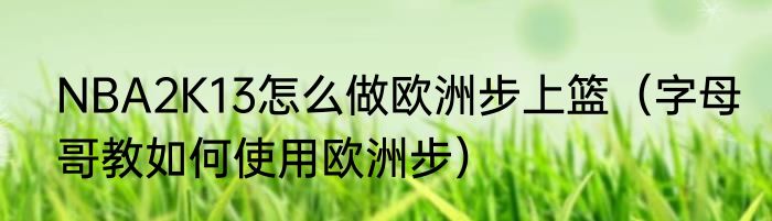 NBA2K13怎么做欧洲步上篮（字母哥教如何使用欧洲步）
