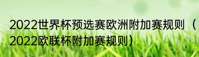 2022世界杯预选赛欧洲附加赛规则（2022欧联杯附加赛规则）