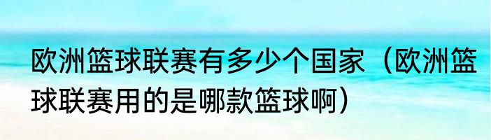 欧洲篮球联赛有多少个国家（欧洲篮球联赛用的是哪款篮球啊）