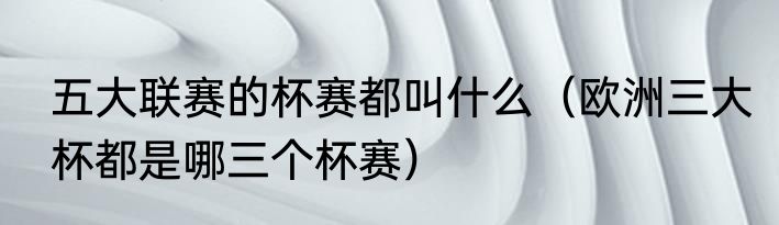 五大联赛的杯赛都叫什么（欧洲三大杯都是哪三个杯赛）