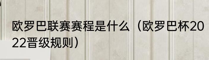 欧罗巴联赛赛程是什么（欧罗巴杯2022晋级规则）