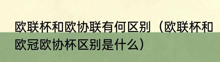 欧联杯和欧协联有何区别（欧联杯和欧冠欧协杯区别是什么）