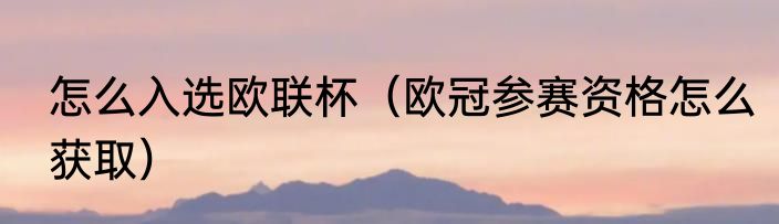 怎么入选欧联杯（欧冠参赛资格怎么获取）