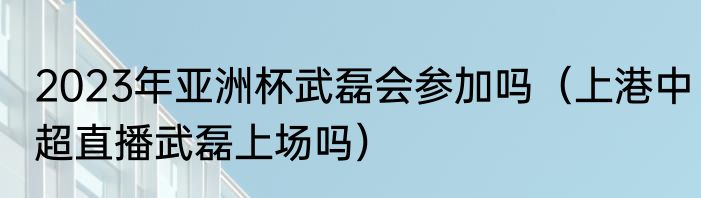 2023年亚洲杯武磊会参加吗（上港中超直播武磊上场吗）
