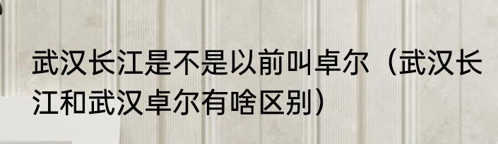 武汉长江是不是以前叫卓尔（武汉长江和武汉卓尔有啥区别）