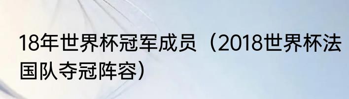 18年世界杯冠军成员（2018世界杯法国队夺冠阵容）
