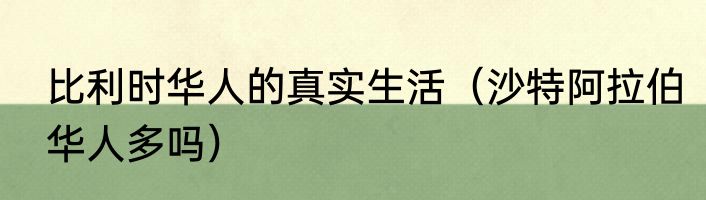 比利时华人的真实生活（沙特阿拉伯华人多吗）