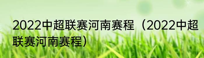 2022中超联赛河南赛程（2022中超联赛河南赛程）