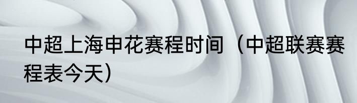 中超上海申花赛程时间（中超联赛赛程表今天）