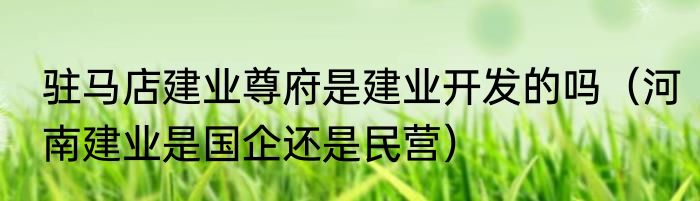 驻马店建业尊府是建业开发的吗（河南建业是国企还是民营）