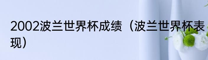 2002波兰世界杯成绩（波兰世界杯表现）