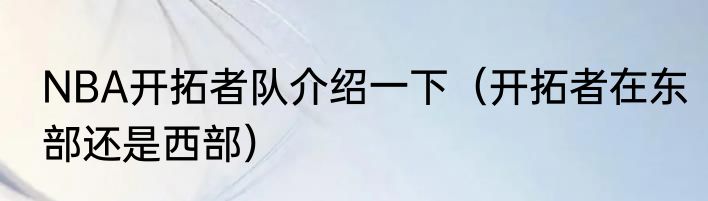 NBA开拓者队介绍一下（开拓者在东部还是西部）